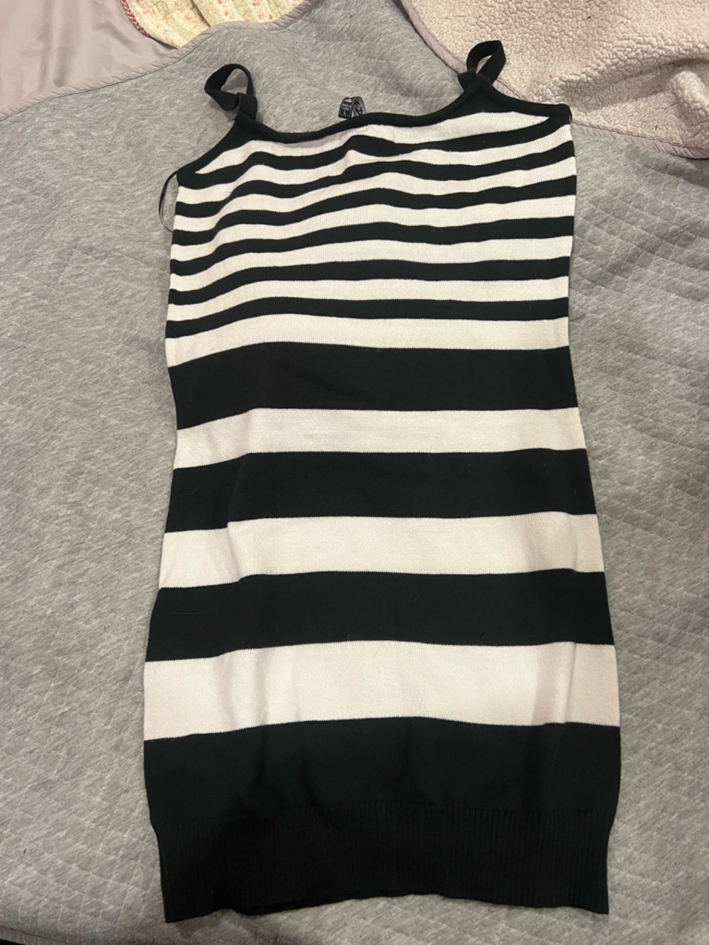 Guess Black and White Striped Knit Tank